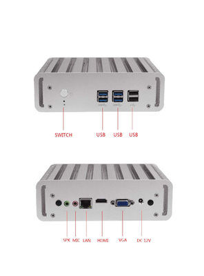 Ordenador integrado Fanless rugoso I3/I5/I7 de Intel con 6 puertos del LAN de COM 2 de USB2