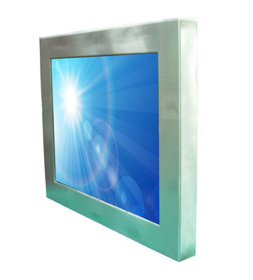 Exhibición al aire libre legible de la luz del sol impermeable IP66/IP67, monitor de plata del tacto del soporte del panel
